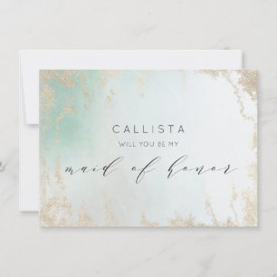 Abstrakte Aqua Ombre Fade mit Mattiertem Gold Glit