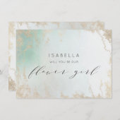 Abstrakte Aqua Ombre Fade mit Mattiertem Gold Glit (Vorne/Hinten)