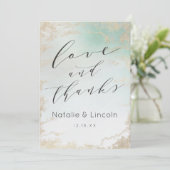 Abstrakte Aqua Ombre Fade mit Mattiertem Gold Glit Dankeskarte (Stehend Vorderseite)