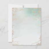 Abstrakte Aqua Ombre Fade mit Mattiertem Gold Glit Einladung (Rückseite)
