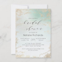 Abstrakte Aqua Ombre Fade mit Mattiertem Gold Glit