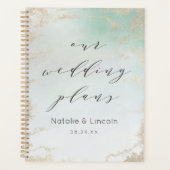 Abstrakte Aqua Ombre Fade mit Mattiertem Gold Glit Planer (Vorderseite)