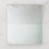 Abstrakte Aqua Ombre Fade mit Mattiertem Gold Glit Platzkarte (Innenseite Aufgefaltet)