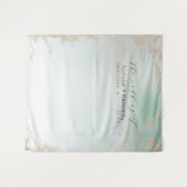 Abstrakte Aqua Ombre Fade mit Mattiertem Gold Glit Wandteppich (Vorderseite (Horizontal))