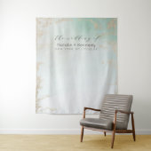 Abstrakte Aqua Ombre Fade mit Mattiertem Gold Glit Wandteppich (Beispiel)