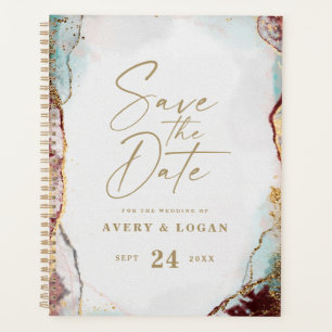 Abstrakte Aqua Red & Gold Winter Hochzeitspläne Planer