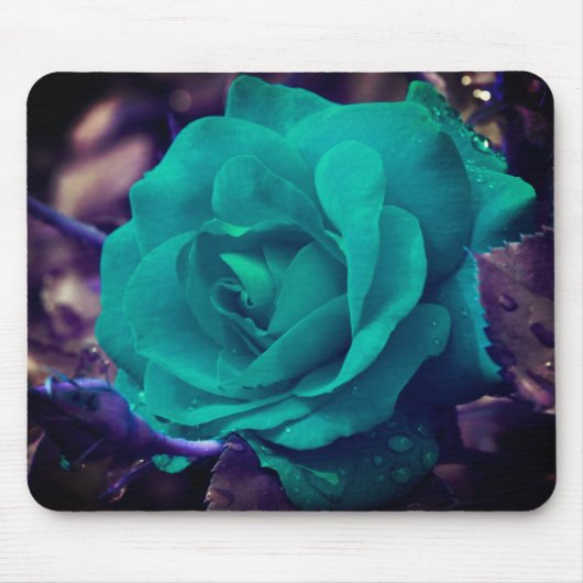 Abstrakte Aqua Rose Blume Mousepad (Vorne)