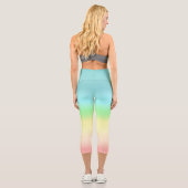 Abstrakte aquamarin-gelbe Rosa Pastellfarben Capri Leggings (Rückseite)