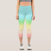 Abstrakte aquamarin-gelbe Rosa Pastellfarben Capri Leggings (Vorderseite)