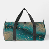 Abstrakte Aquamarin- und Goldpartikelwelle Duffle Bag (Rückseite)