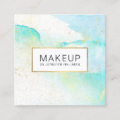 Abstrakte Aquamarine blaue Aquarellfarben-Imitate Quadratische Visitenkarte (Vorderseite)