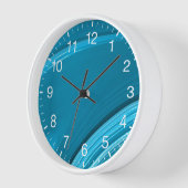 Abstrakte Aquamarine blaue Swirbelfarben Weiße Zah Uhr (Winkel)