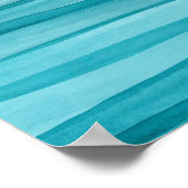 Abstrakte Aquamarine blaue Wasserfarbenlinien Poster (Ecke)
