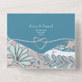 Abstrakte Aquamarine Hochzeit All In One Einladung (Rückseite)