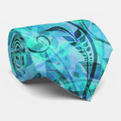 Abstrakte aquamarine Krawatte mit Blätter (Gerollt)