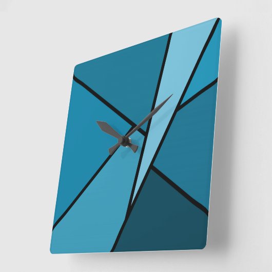 Abstrakte Aquamarine Polygonen Quadratische Wanduhr (Winkel)