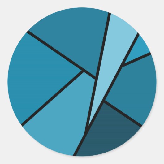 Abstrakte Aquamarine Polygonen Runder Aufkleber (Vorderseite)