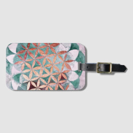 Abstrakte Aquamarine Rose Gold Watercolor Rosette  Gepäckanhänger