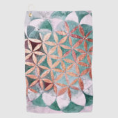 Abstrakte Aquamarine Rose Gold Watercolor Rosette Golfhandtuch (Vorderseite)
