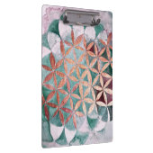 Abstrakte Aquamarine Rose Gold Watercolor Rosette  Klemmbrett (Rechts)