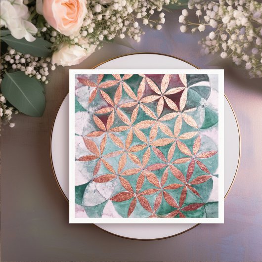 Abstrakte Aquamarine Rose Gold Watercolor Rosette  Serviette