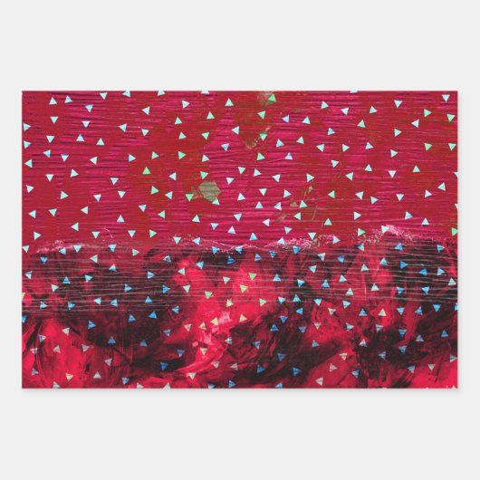 Abstrakte Aquamarine Rote Orange Confetti Weihnach Geschenkpapier Set (Vorderseite 2)