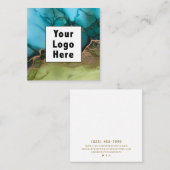 Abstrakte Aquamarine Schwarz-Metallic-Gold hinzufü Quadratische Visitenkarte (Vorne/Hinten)