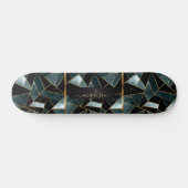 Abstrakte, Aquamarine, Schwarz- und Goldskateboard Skateboard (Horizontal)