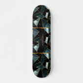 Abstrakte, Aquamarine, Schwarz- und Goldskateboard Skateboard (Vorne)