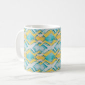 Abstrakte Aquamarine und gelbe Diamanten Kaffeetasse (Vorderseite Links)