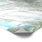 Abstrakte Aquamarine und weiße Federmalerei Poster (Ecke)