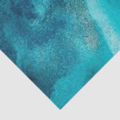 Abstrakte Aquamarine Wasserfarbe auf Cremedekoupag Seidenpapier (Detail)