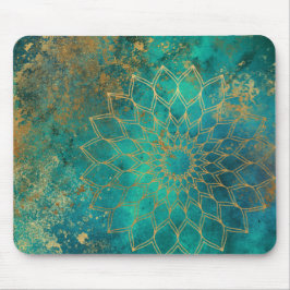 Abstrakte Aquamarine Wasserfarbe Gold Grunge Manda Mousepad