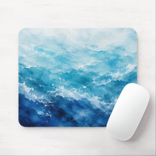 Abstrakte Aquarell Blau Ozean Meer Mousepad