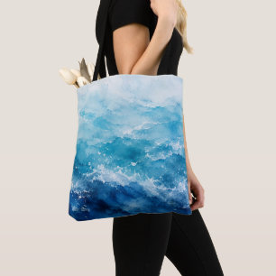 Abstrakte Aquarell Blau Ozean Meer Tasche