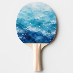 Abstrakte Aquarell Blau Ozean Meer Tischtennis Schläger