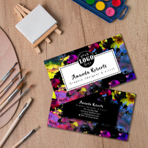 Abstrakte Aquarell-Blume Künstlerkarte Visitenkarte