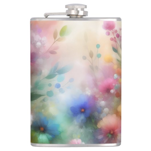 Abstrakte Aquarell-Blumen-Flasche Flachmann (Vorderseite)