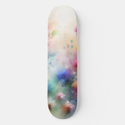 Abstrakte Aquarell-Blumen-Skateboard Skateboard (Vorderseite)