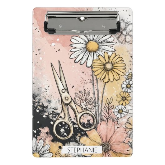 Abstrakte Aquarell-Blumenkunst Mini Klemmbrett (Vorderseite)