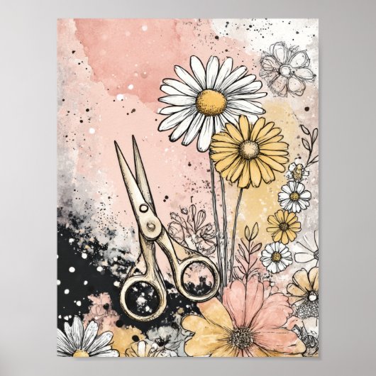 Abstrakte Aquarell-Blumenkunst Poster (Vorne)