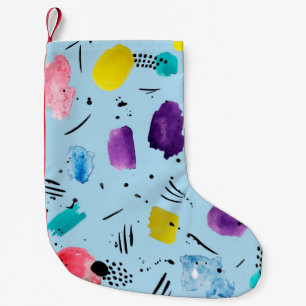 Abstrakte Aquarell geometrische Formen mit Tintenk Kleiner Weihnachtsstrumpf