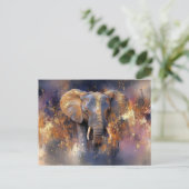 Abstrakte Aquarell Illustration eines Elefanten Postkarte (Stehend Vorderseite)