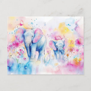 Abstrakte Aquarell Illustration eines Elefanten Postkarte