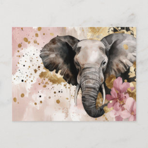 Abstrakte Aquarell Illustration eines Elefanten Postkarte