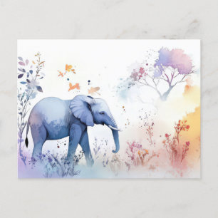 Abstrakte Aquarell Illustration eines Elefanten Postkarte