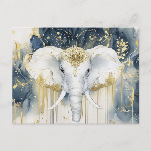 Abstrakte Aquarell Illustration eines Elefanten Postkarte (Vorderseite)