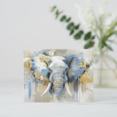 Abstrakte Aquarell Illustration eines Elefanten Postkarte (Stehend Vorderseite)