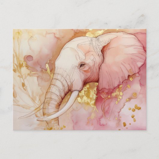 Abstrakte Aquarell Illustration eines Elefanten Postkarte (Vorderseite)