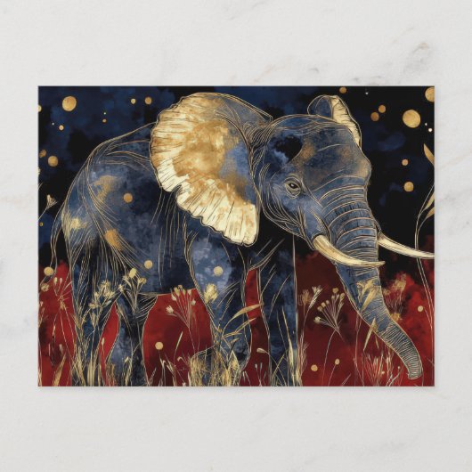 Abstrakte Aquarell Illustration eines Elefanten Postkarte (Vorderseite)